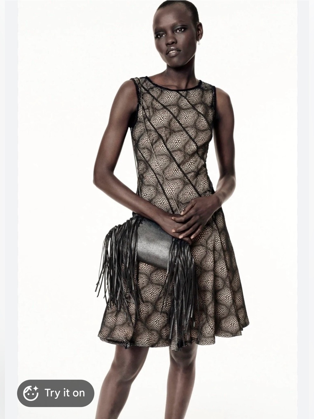 ZAC Zac Posen Black and Gold Sleeveless A-Line Mesh Mini Dress size 6. EUC.